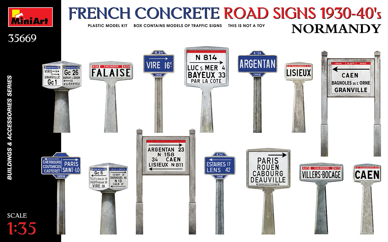 Miniart 1/35 French Concrete Road Signs 1930-40's Normandy | 5905090346319