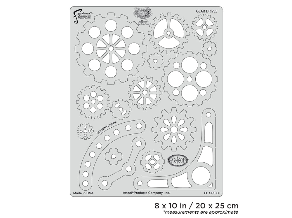 IWATA Artool Steampunk FX Gear Drives Freehand Airbrush Template by Craig Fraser | 758240150657