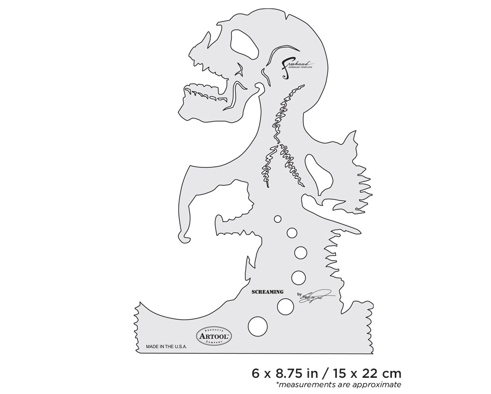 IWATA Artool Skullmaster Screaming Freehand Airbrush Template by Craig Fraser | 758240038023