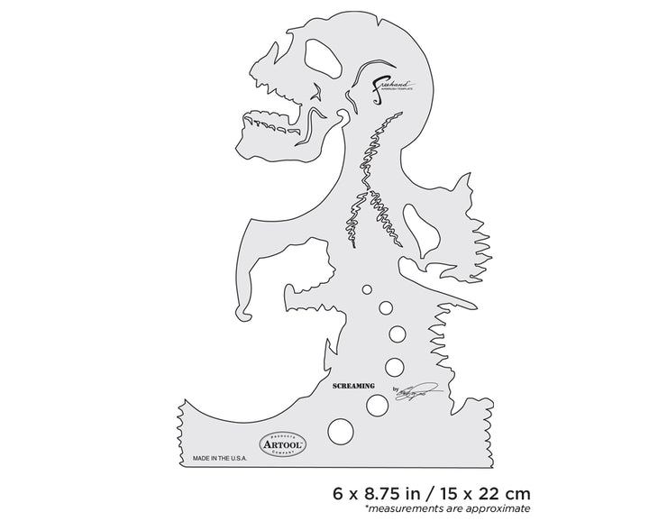 IWATA Artool Skullmaster Screaming Freehand Airbrush Template by Craig Fraser | 758240038023
