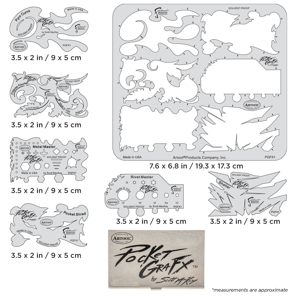IWATA Artool PocketGraFX Freehand Airbrush Template Set by Scott MacKay | 758240151210
