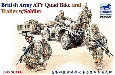 Bronco Models 1/35 British Army ATV Quad Bike and Trailer Military Vehicle w/ Soldier Figure | 6970162330601