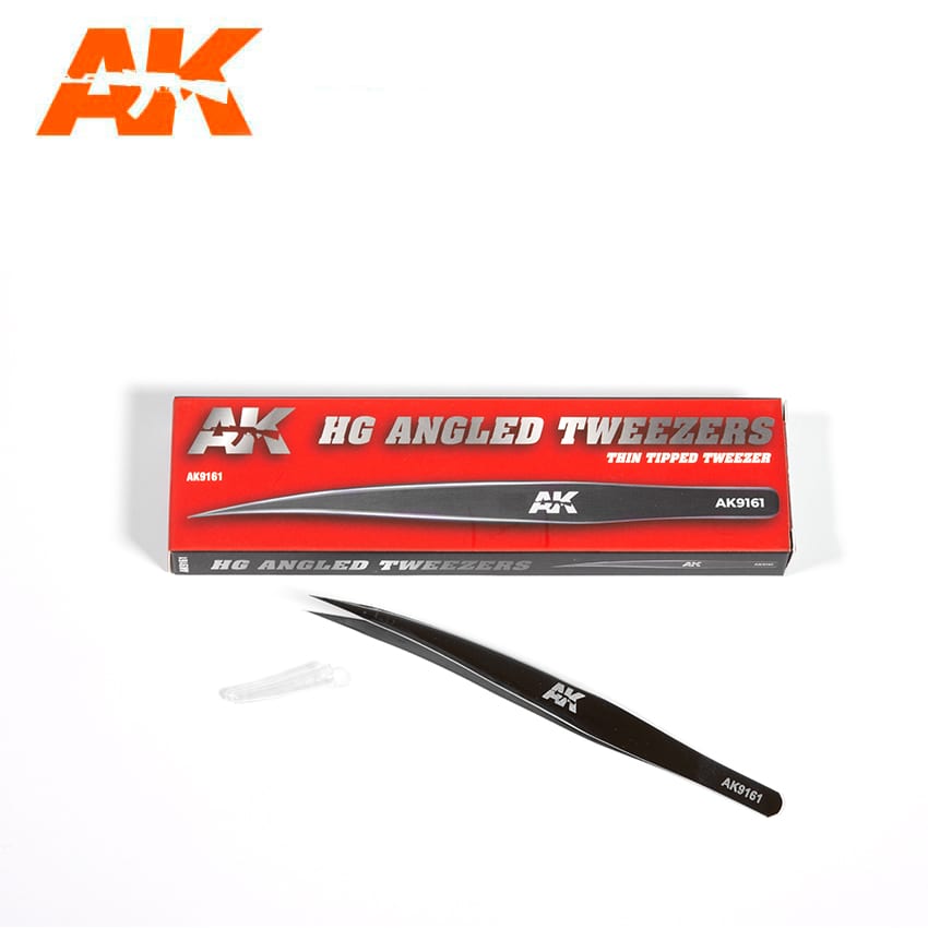 AK Interactive HG Angled Tweezers 01 Thin-Tipped | 8435568307964