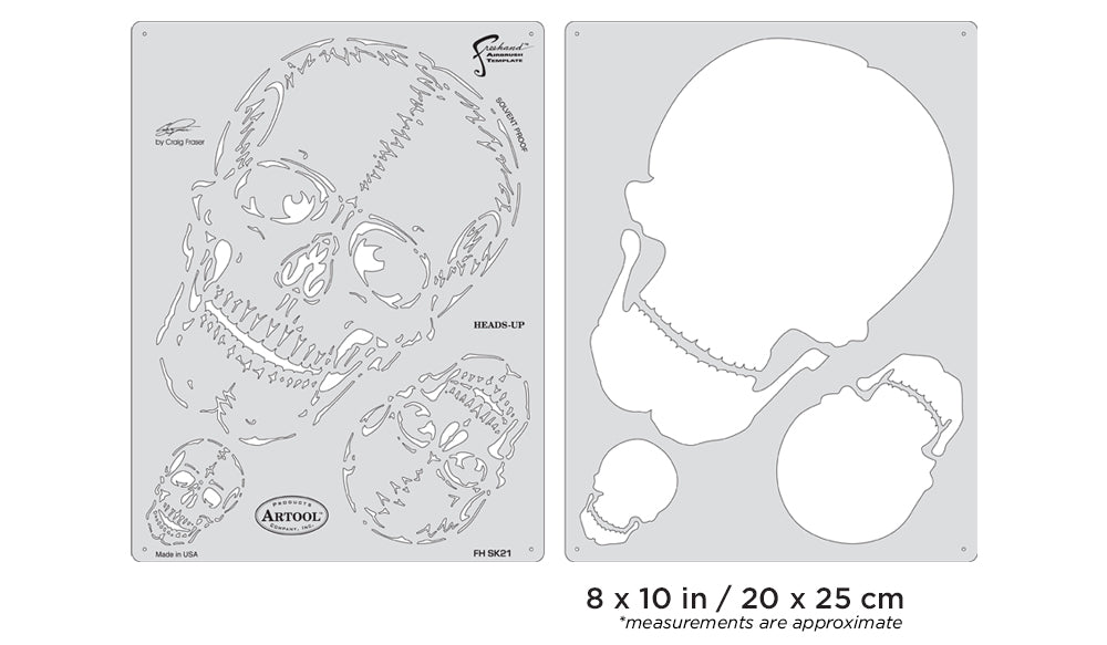 IWATA Artool Horror of Skullmaster Heads-Up Freehand Airbrush Template by Craig Fraser | 758240138389