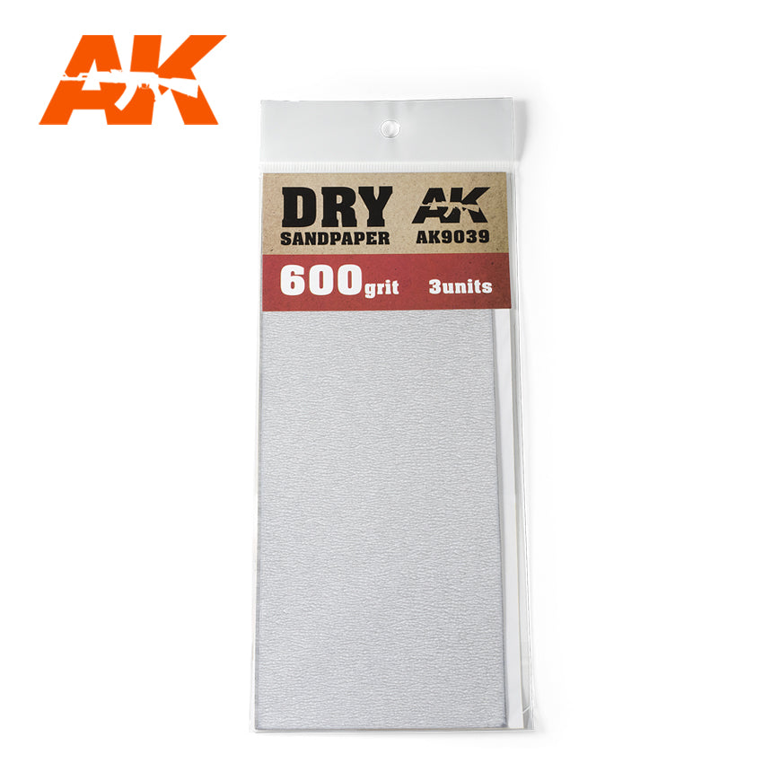 AK Interactive Dry Sandpaper 600 Grit. 3 units | 8435568305441
