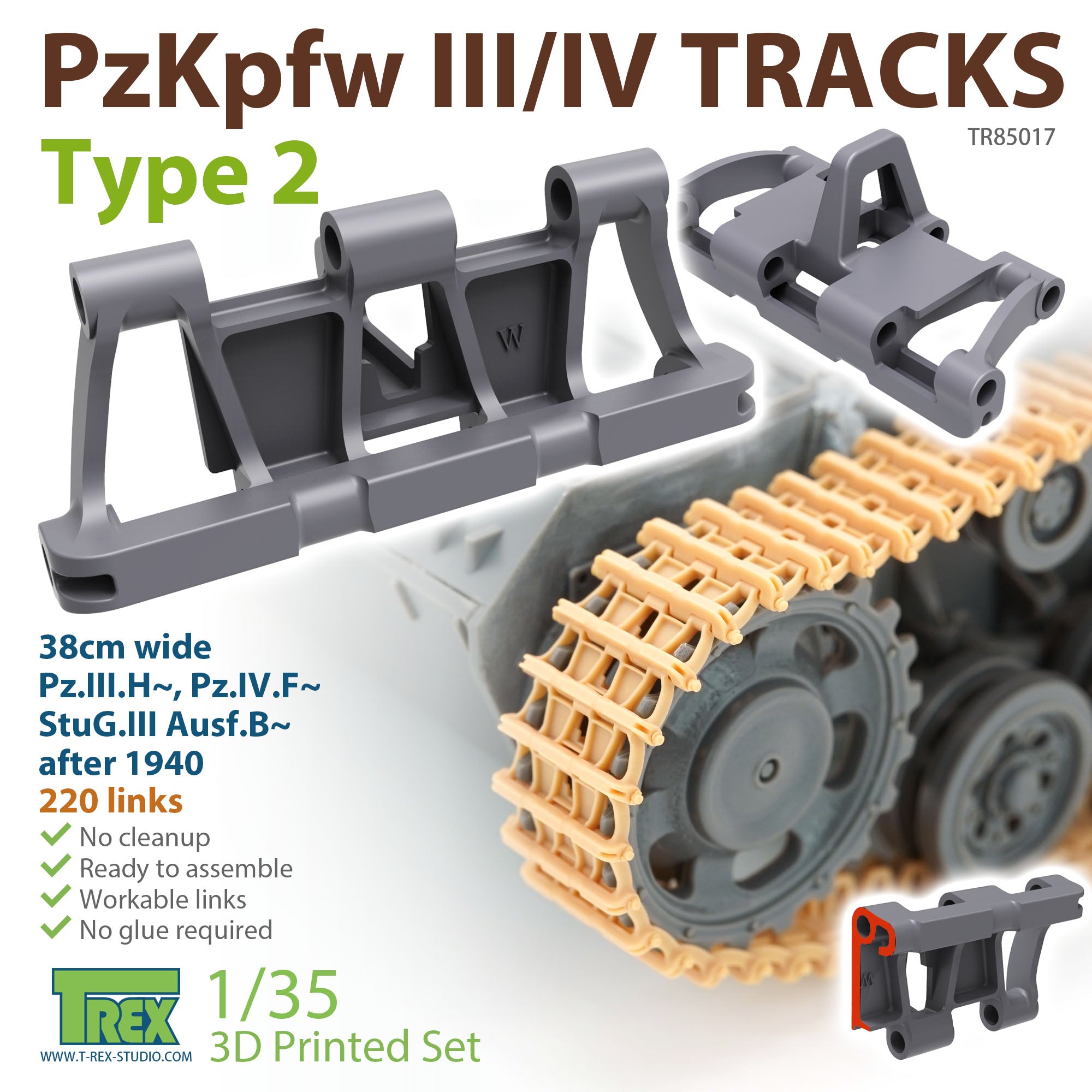 T-Rex Studio 1/35 PzKpfw.III/IV Tracks Type 2 | 6973984751111