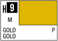 Mr Hobby GSI Aqueous Color H9 Metallic Gold 10ml Bottle | 4973028738407