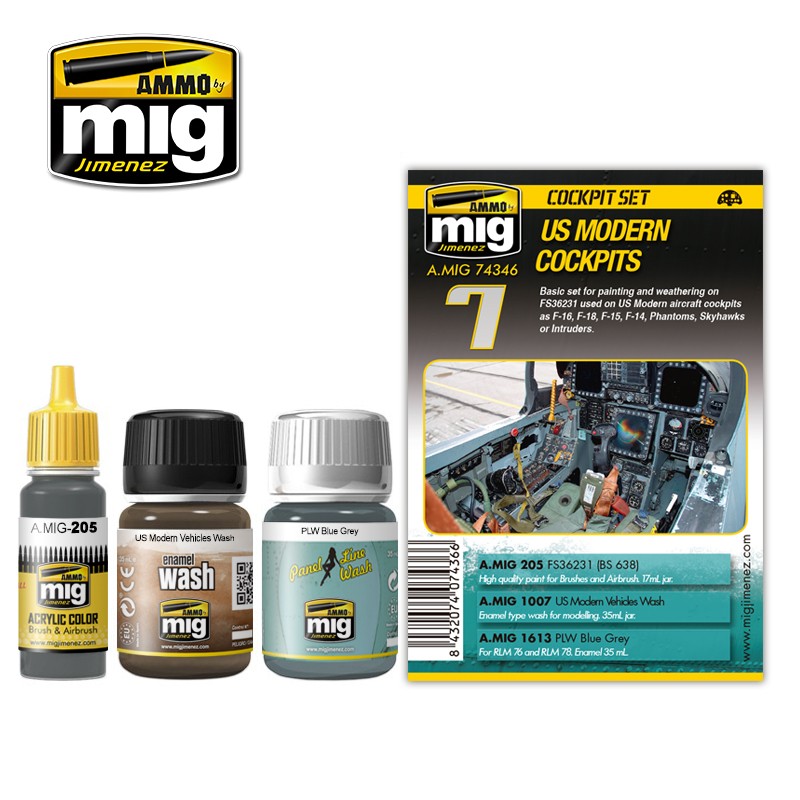 Ammo Mig US Modern Cockpit Weathering Set | 8432074074366