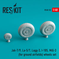 Res/Kit Jak-7/9, La-5/7, Lagg-3, I-185, MiG-3 for ground airfields wheels set | 4824594100306