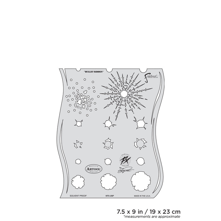IWATA Artool Kustom FX Bullet-Ridden Freehand Airbrush Template by Craig Fraser | 758240138297