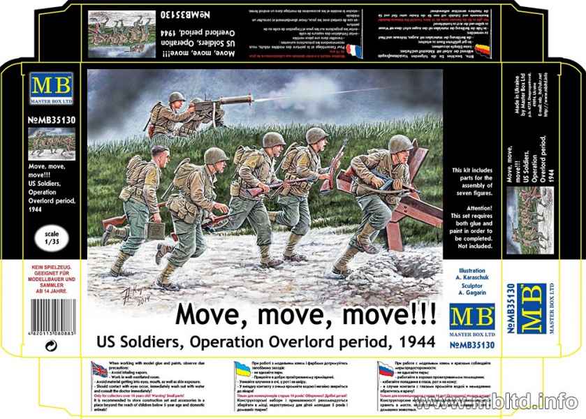 MASTER BOX 1/35 'Move, move, move' US Soldiers, Operation Overlord period, 1944 | 4820113080883