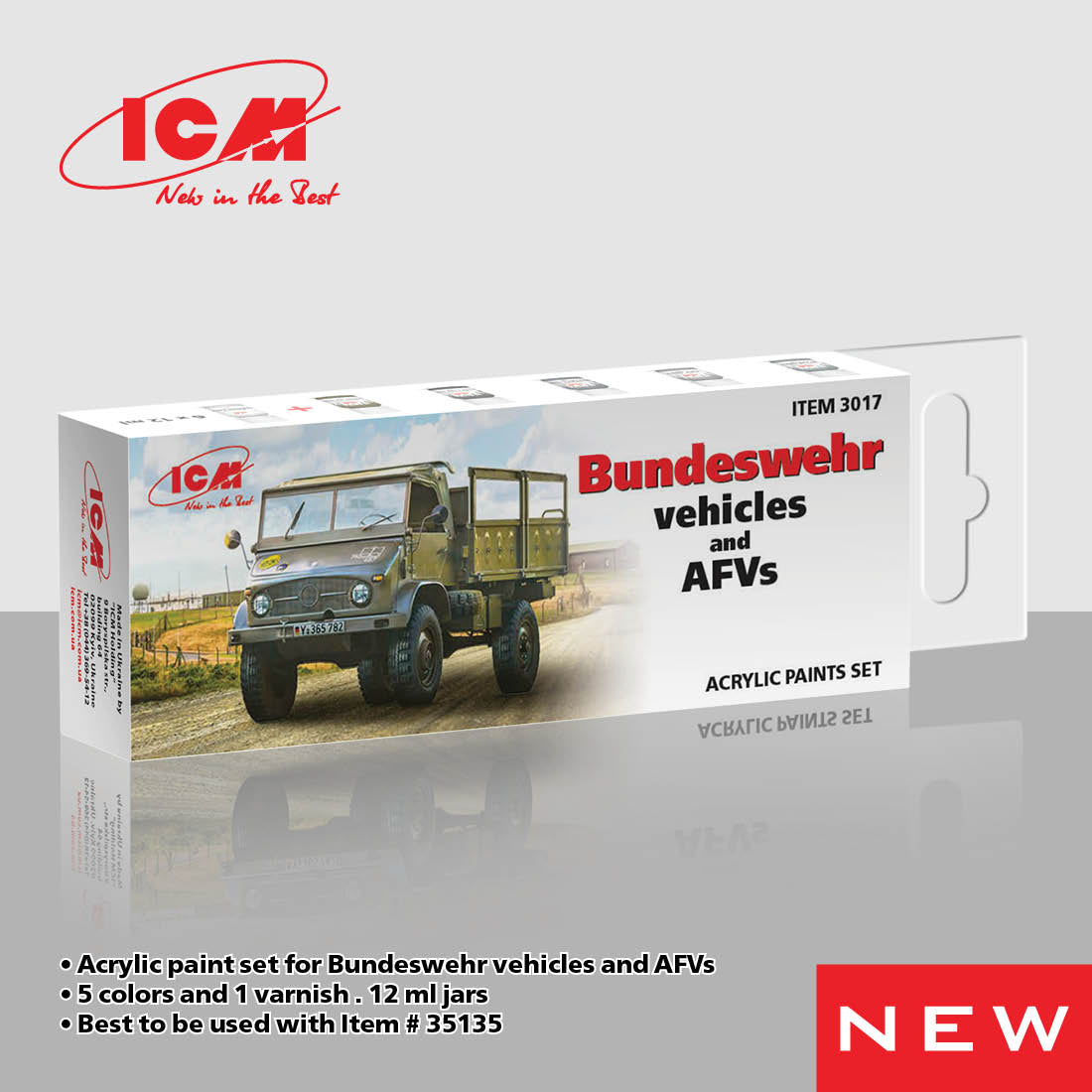 ICM Acrylic Paint Set for German military trucks ( 1970 -1980) | 4823044409112