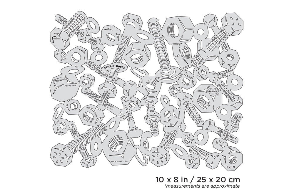 IWATA Artool FX II Nutz N' Boltz Freehand Airbrush Template by Craig Fraser | 758240138228