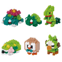 Nanoblock mininano Series, Pokemon Type Grass Set 1 (an assortment of 6 characters - Venusaur, Bulbasaur, Sceptile, Shaymin, Rowlet, Grookey) | 4972825224588