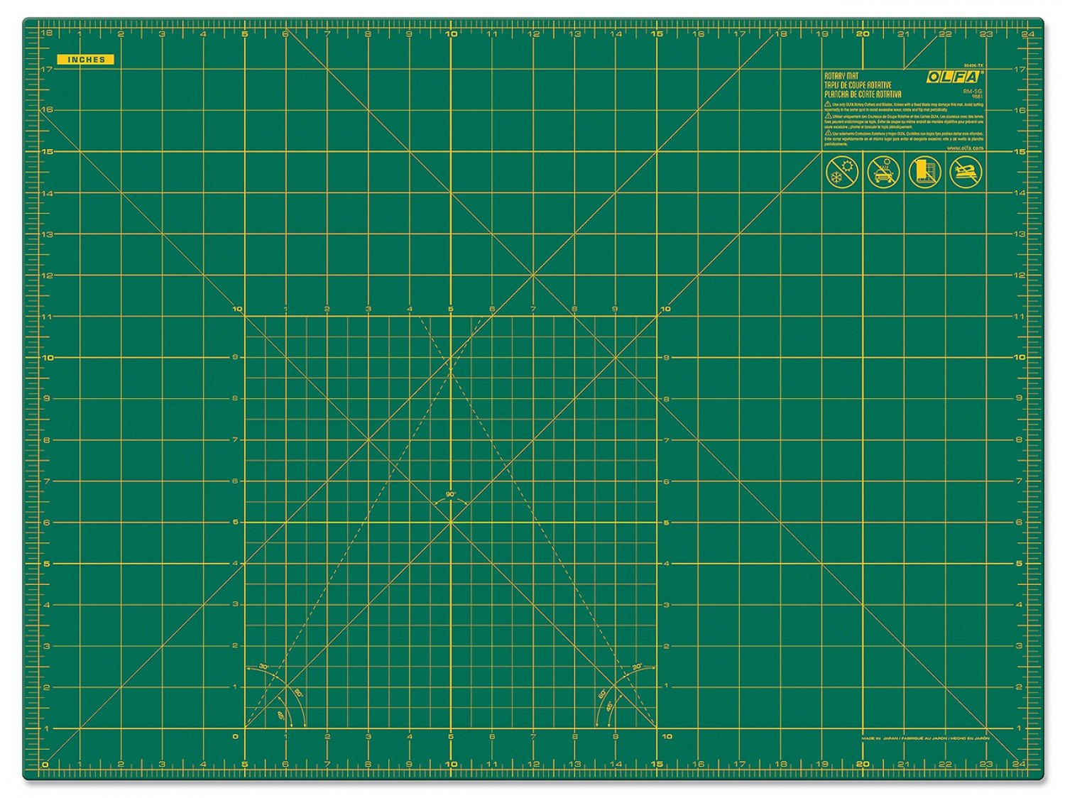 OLFA 18' x 24' Double Sided Rotary Mat, Green (RM-SG) | 91511300123