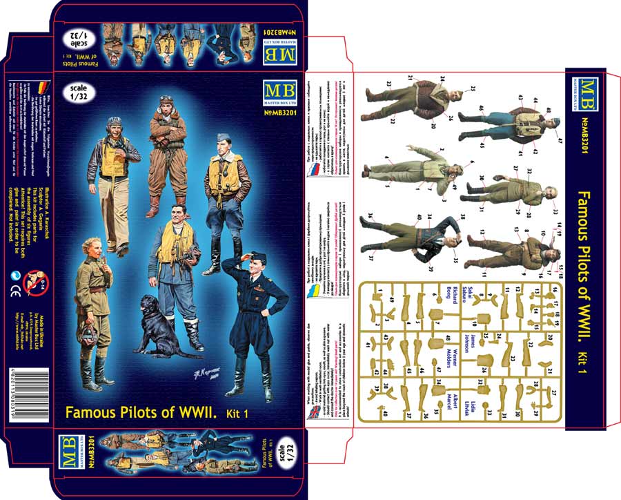 MASTER BOX 1/32 Series Famous pilots of WWII era, kit No.1 | 4820113080319