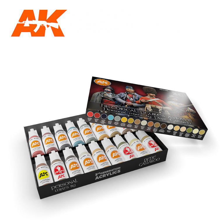 AK Interactive Hystorical Figures S. XVI-XVIII By Pepe Gallardo (18 Colors Set) | 8435568328044