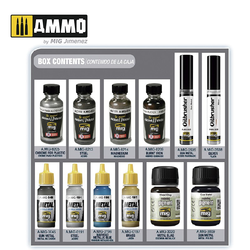Ammo Mig Metallics Super Pack Weathering Set