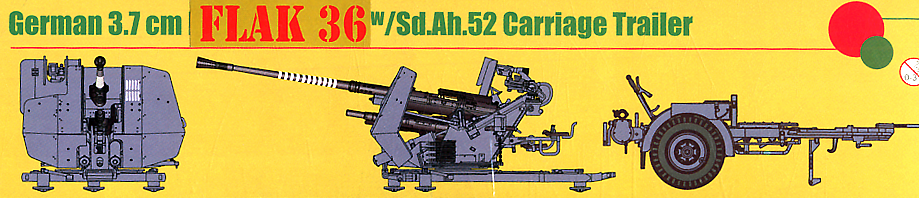 Bronco Models 1/35 German 3.7cm Flakvierling 36 w/Sd. Ah.52 Carriage Trailer | 4544032676506