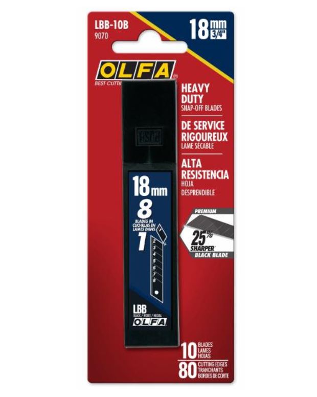 OLFA 18mm HD Ultra-Sharp Blk Snap Blade-10/pk (LBB-10B) | 091511600360
