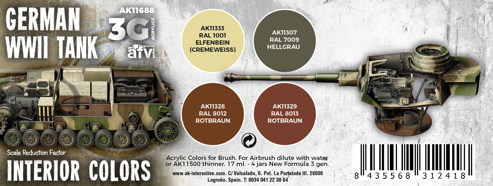 AK Interactive 3G WWII German Tank Interior Colors | 8435568312418