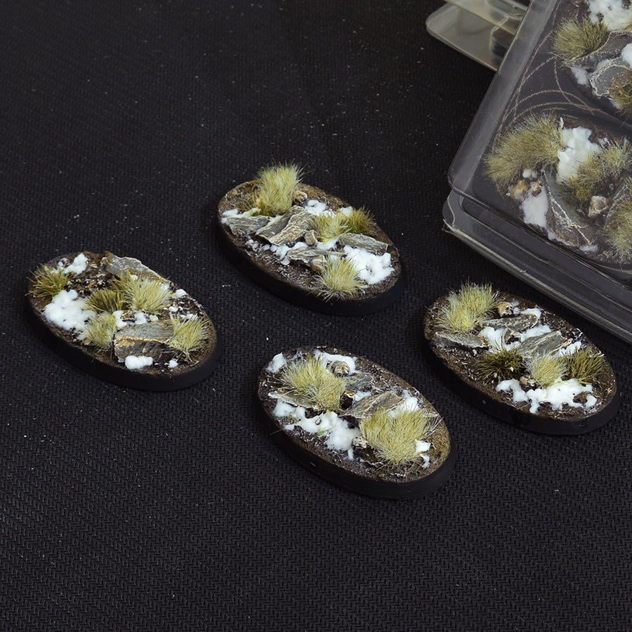 Gamers Grass Battle Ready Bases - Winter - Oval 60mm (x4) | 738956788306
