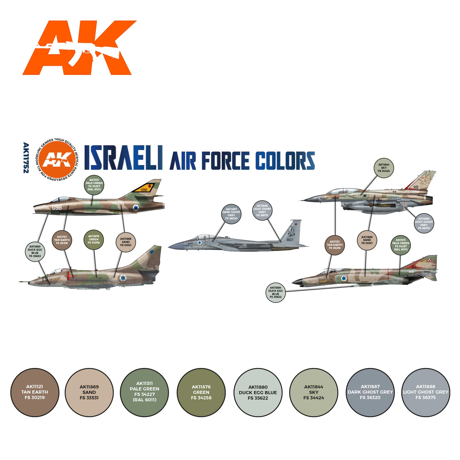 AK Interactive 3G Air - Israeli Air Force Colors SET | 8435568314603