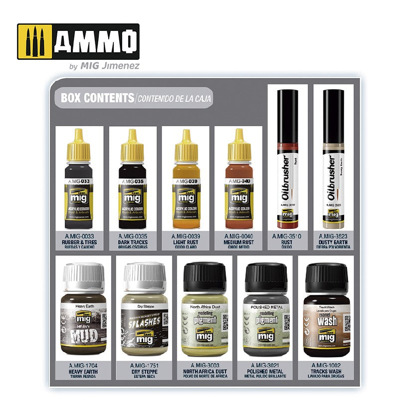 Ammo Mig Tracks & Wheels Super Pack Weathering Set | 8432074078081