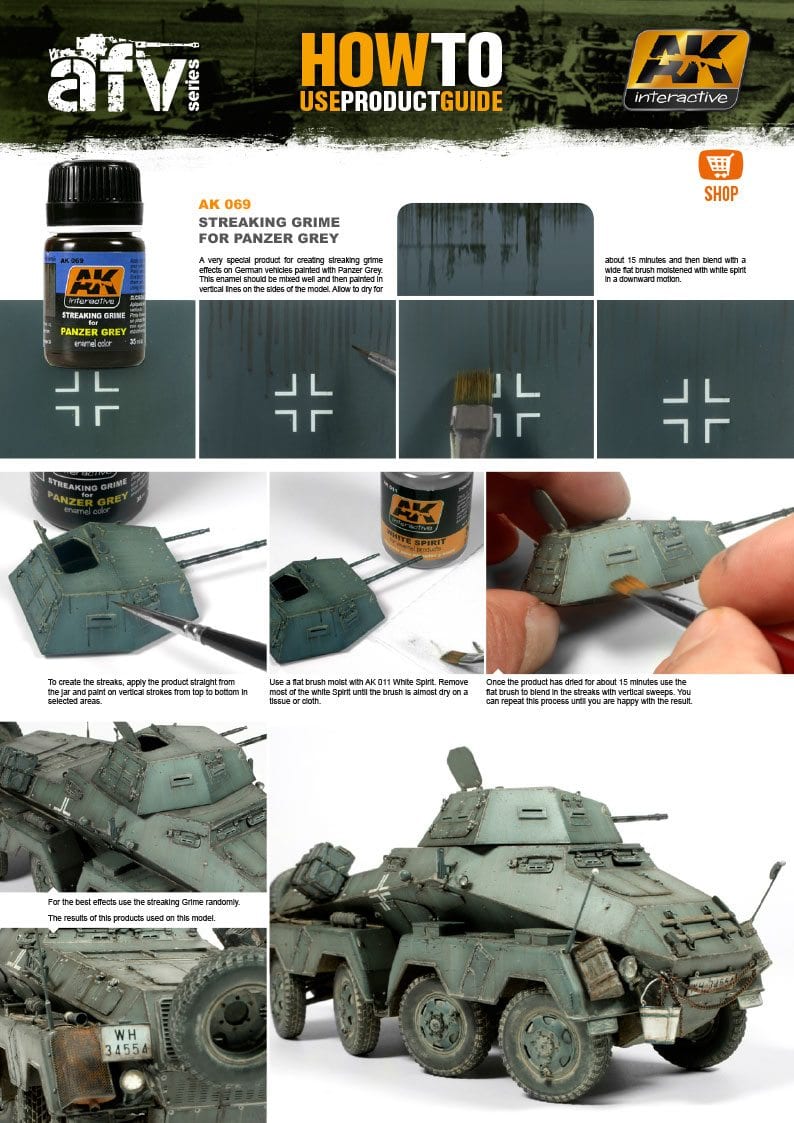 AK Interactive Streaking Grime For Panzer Grey Vehicles | 8436535570695