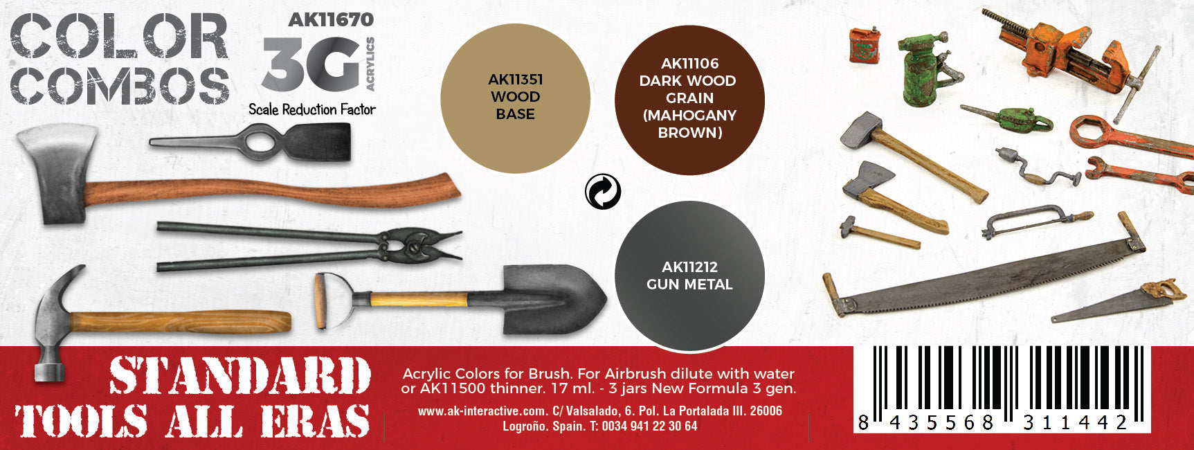 AK Interactive 3G Standard Tools All Eras Combo | 8435568311442