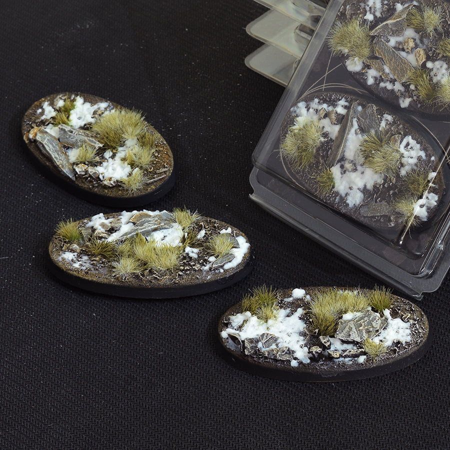 Gamers Grass Battle Ready Bases - Winter - Oval 75mm (x3) | 738956788313