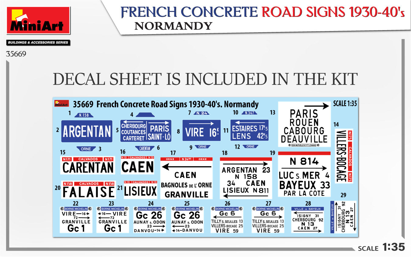 Miniart 1/35 French Concrete Road Signs 1930-40's Normandy | 5905090346319