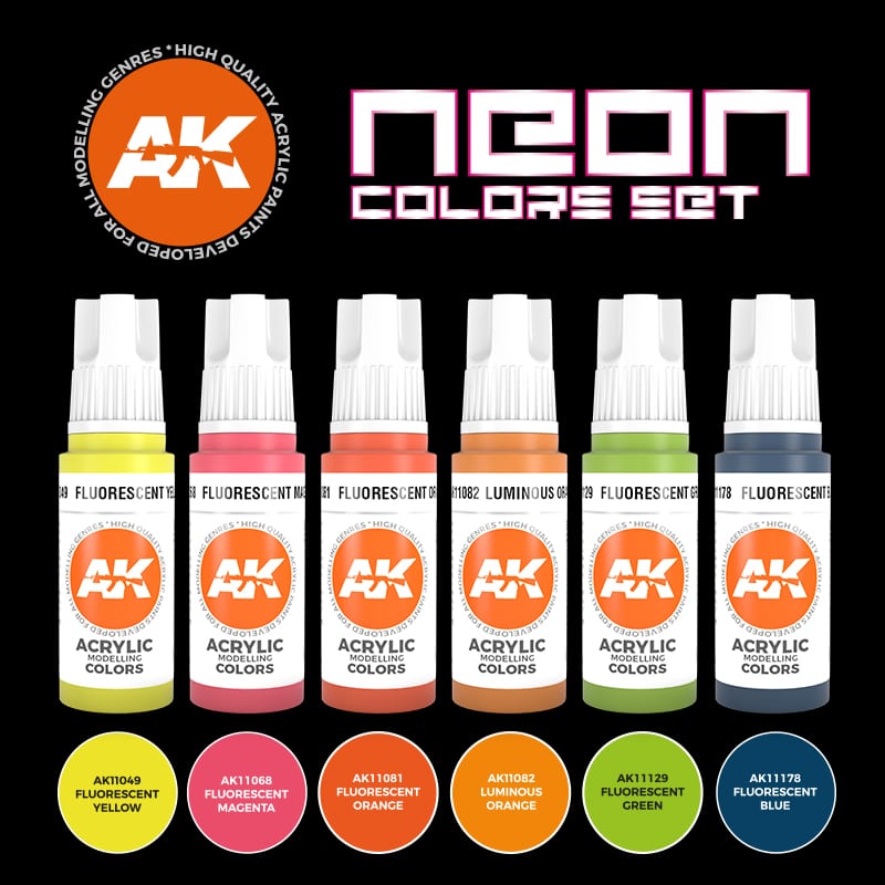 AK Interactive 3G Neon Colors Set | 8435568307865