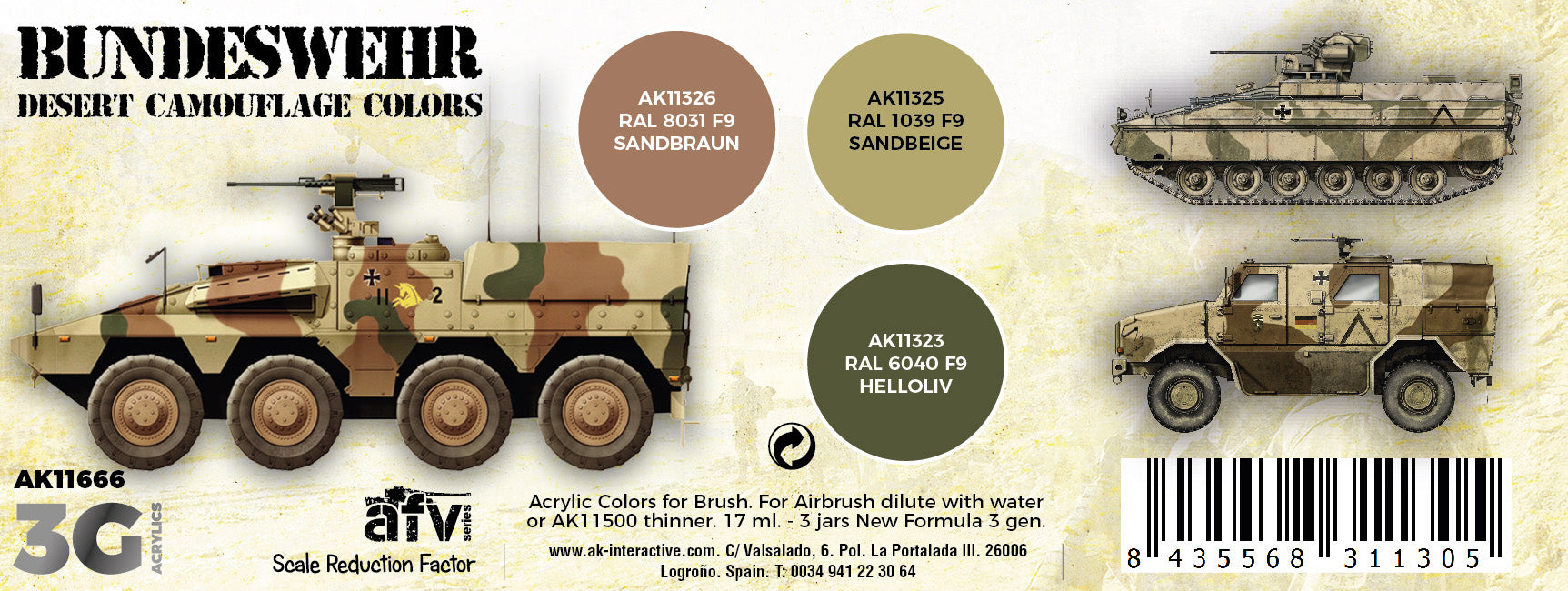AK Interactive 3G Bundeswehr Desert Colors | 8435568311305