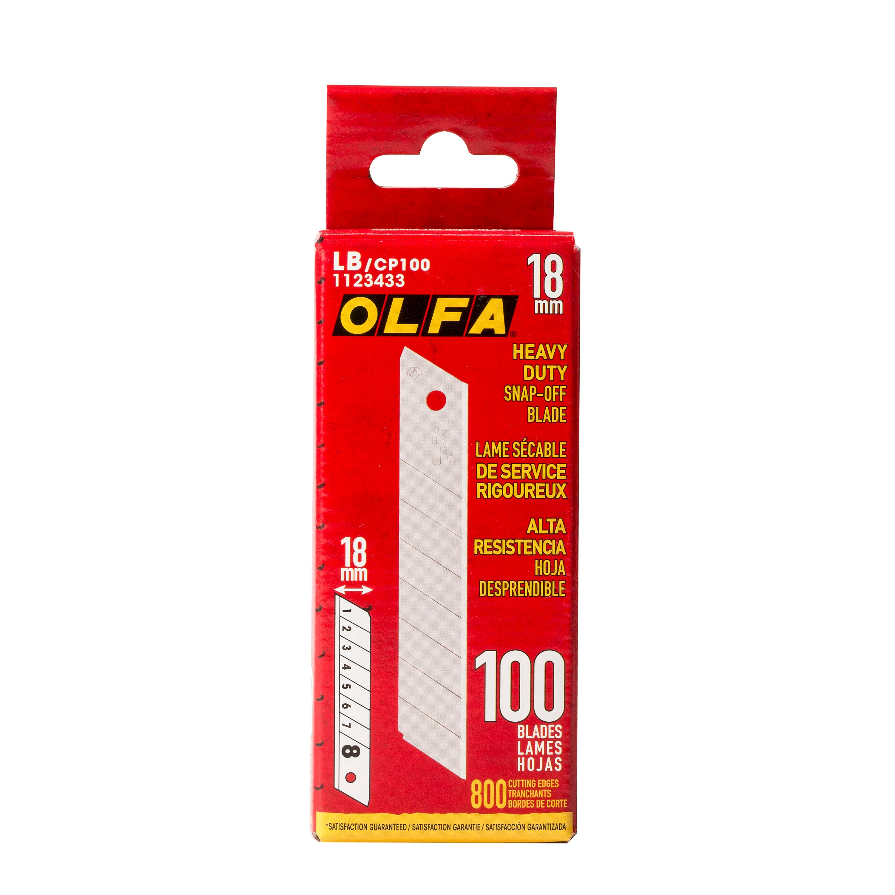 OLFA 18mm HD Silver Snap-Off Blade - 100/pk (LB/CP100) | 091511450033