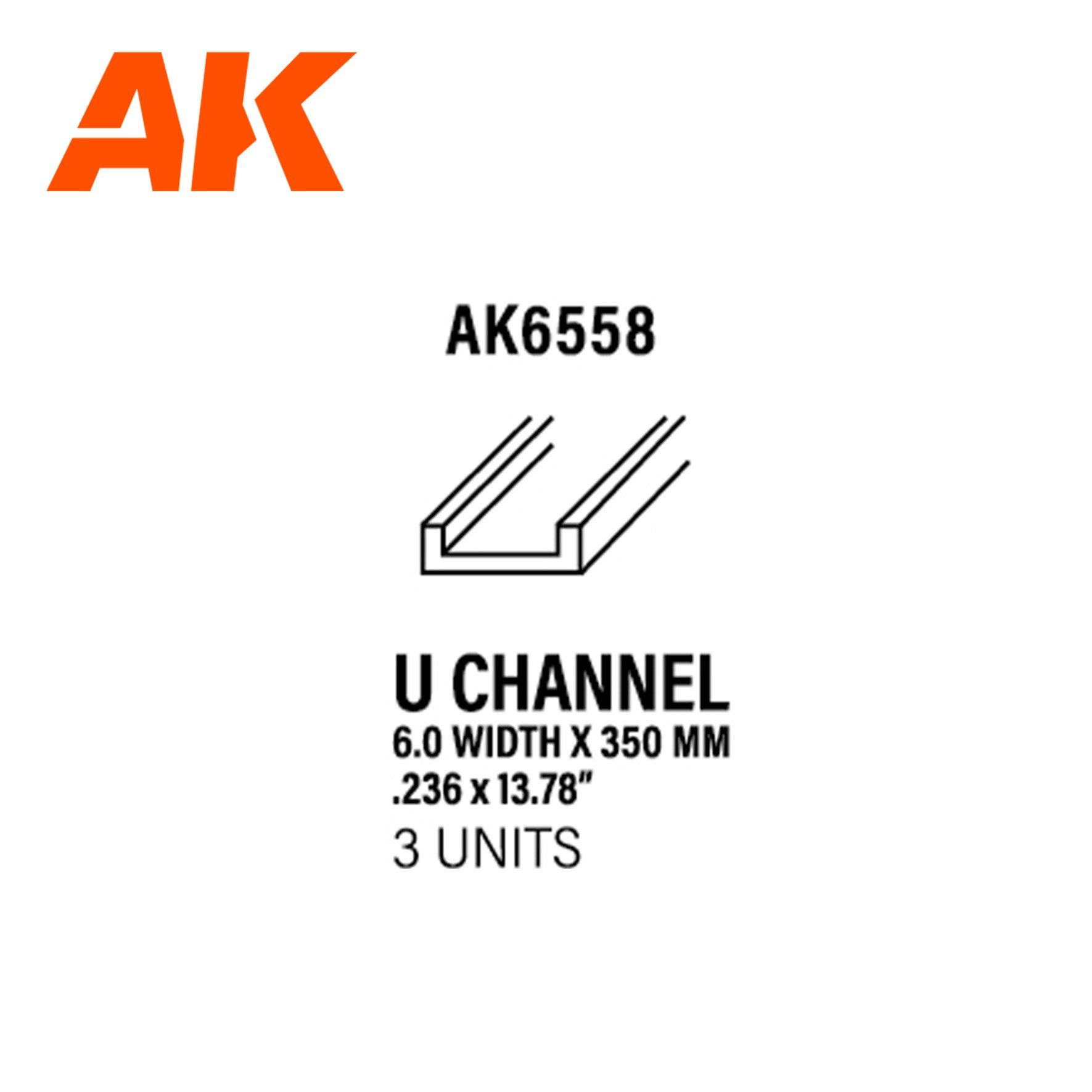 AK Interactive U Channel - 6.0 Width x 350mm x 3 Units | 8435568313521