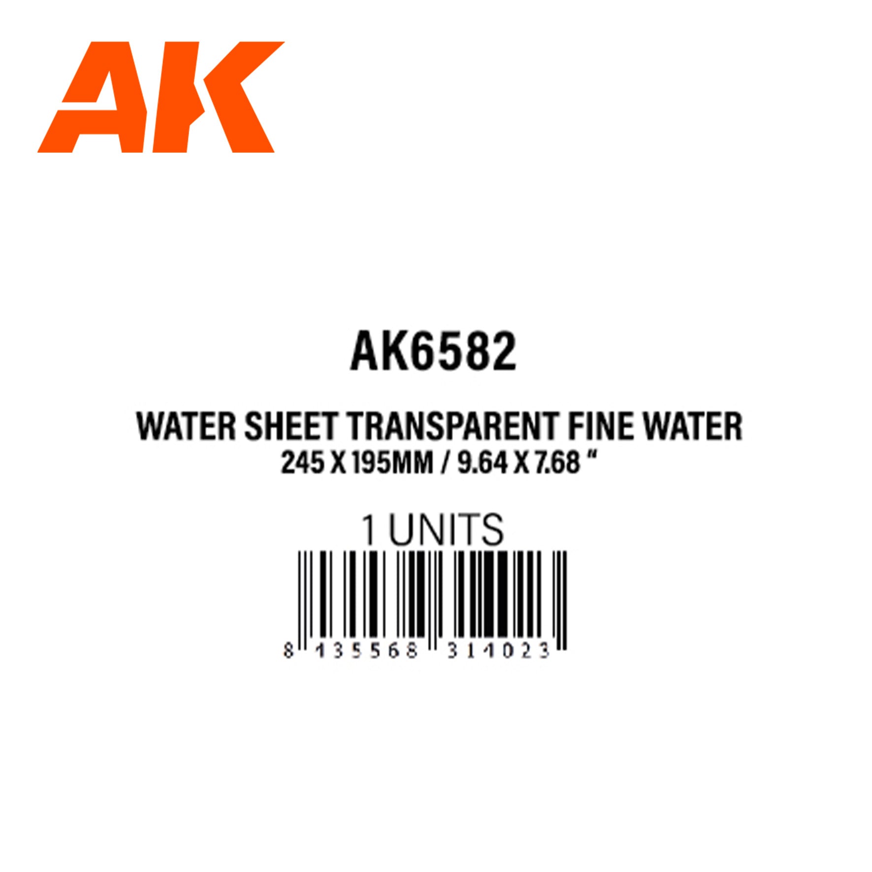 AK Interactive Textured Acrylic Sheet - Transparent Fine Water - 245 x 195mm x 1 Unit | 8435568314023
