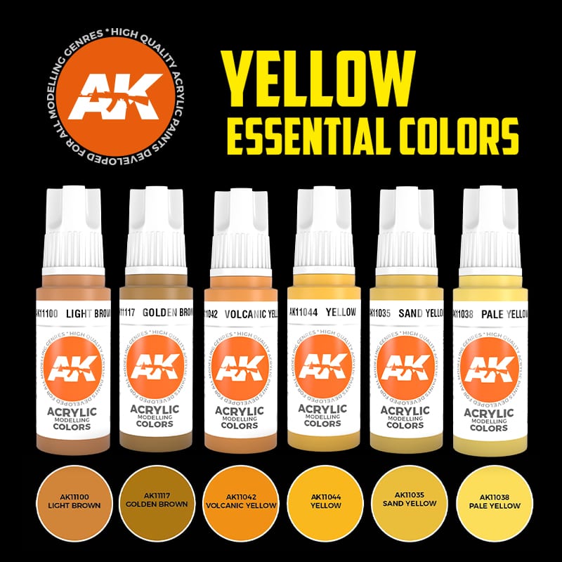 AK Interactive 3G Essential Colours - Yellow Set | 8435568309357