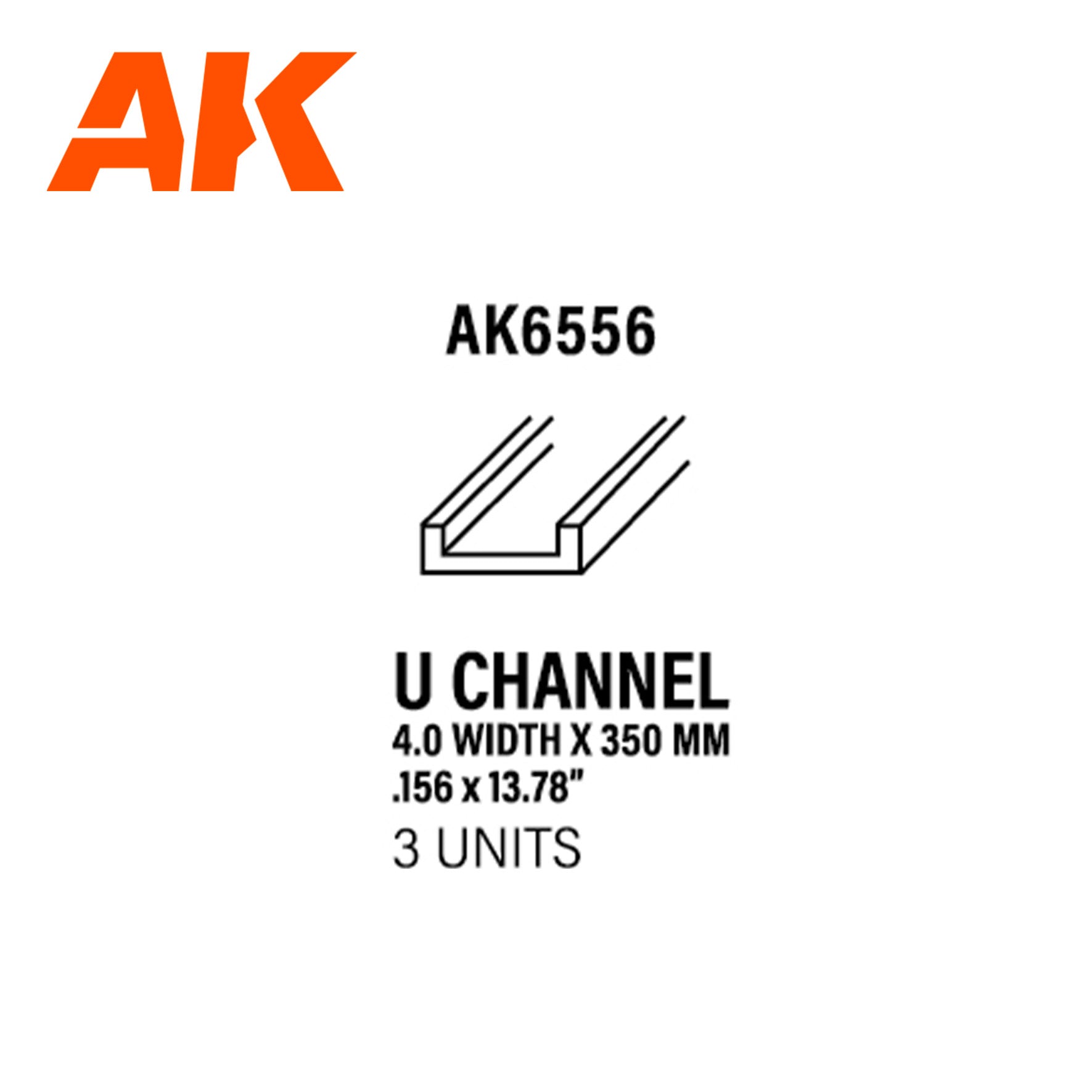 AK Interactive U Channel - 4.0 Width x 350mm x 3 Units | 8435568313507