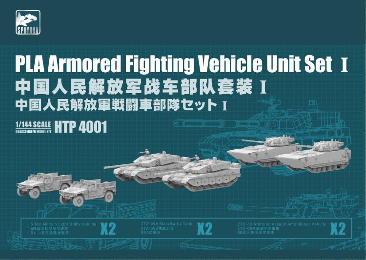 Flyhawk Model 1/144 PLA Armored Fighting Vehicle Unit Set 1 | htp144010040010