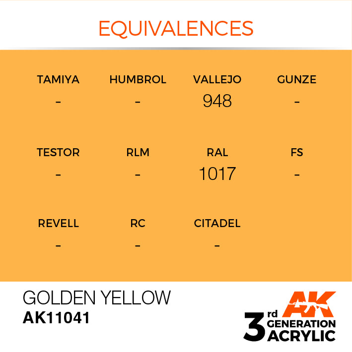 AK Interactive 3G Acrylic Golden Yellow 17ml | 8435568302747