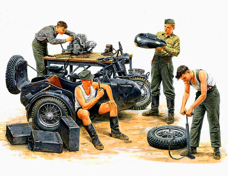 MASTER BOX 1/35 German Motorcycle Repair Crew | 4820113080159