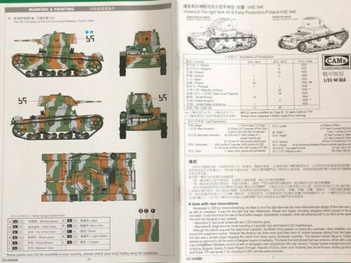 Riich 1/35 Vickers 6-Ton light tank Alt B Early Production-Finland-VAE 546 (with interior) 2 in 1 | 6953391900890