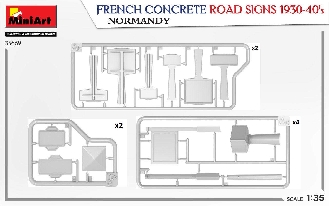 Miniart 1/35 French Concrete Road Signs 1930-40's Normandy | 5905090346319