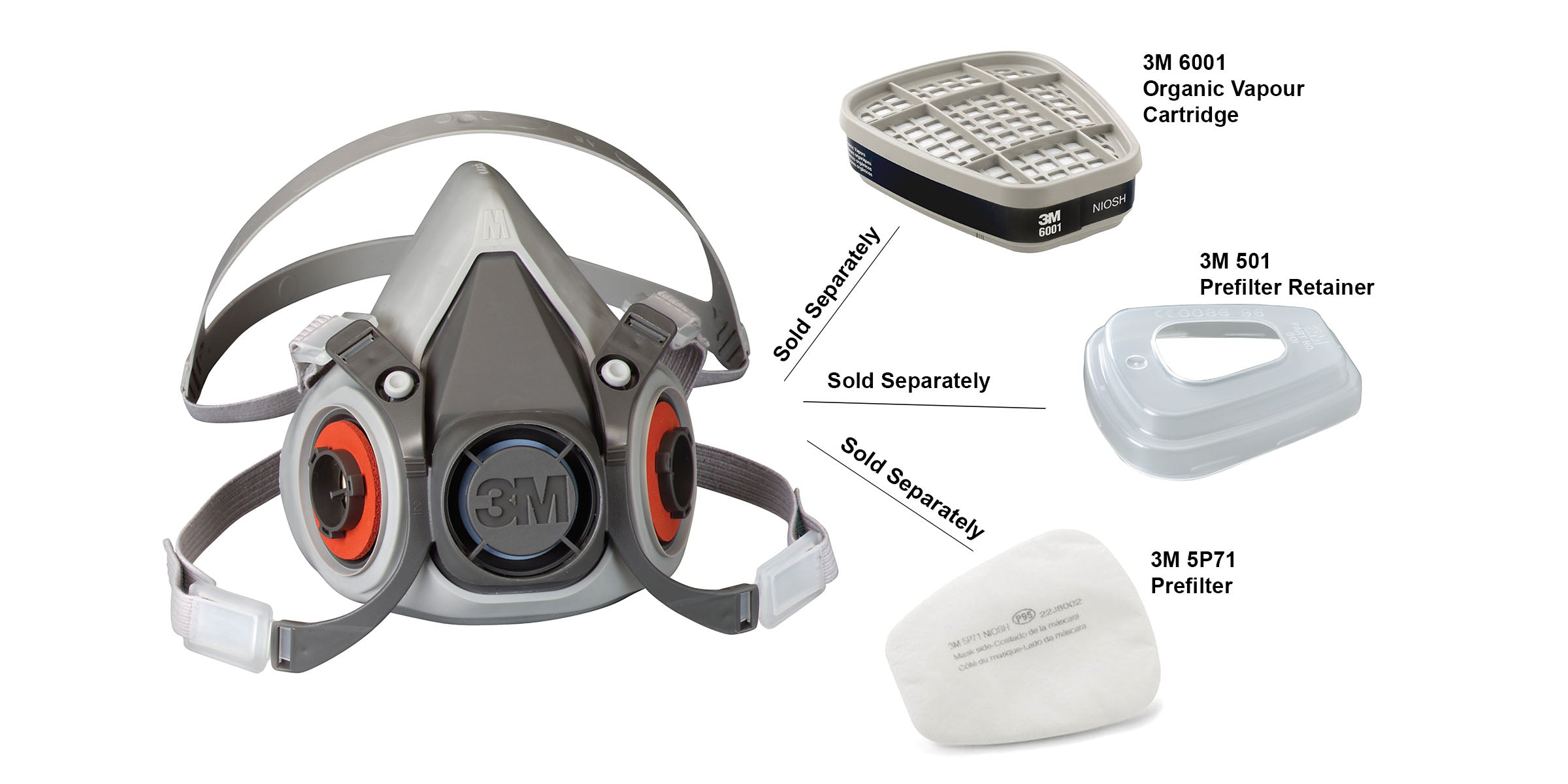 3M 6000 Series Prefilters for Respirator Cartridges (Box of 10) | 051131071940