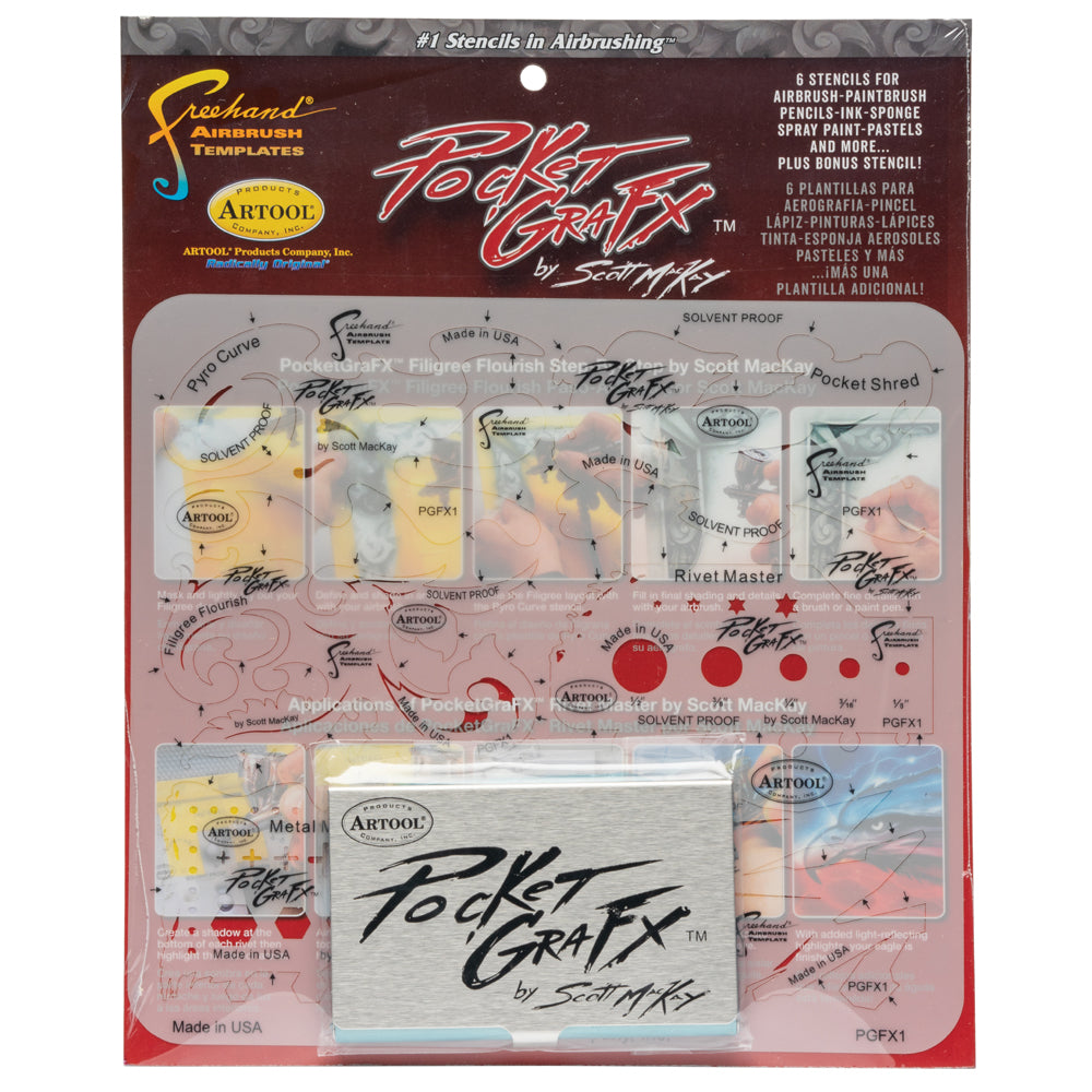 IWATA Artool PocketGraFX Freehand Airbrush Template Set by Scott MacKay | 758240151210
