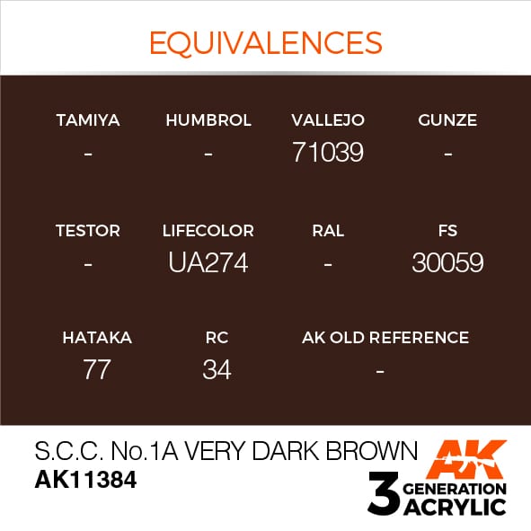 AK Interactive 3G S.C.C. No.1A Very Dark Brown | 8435568311404