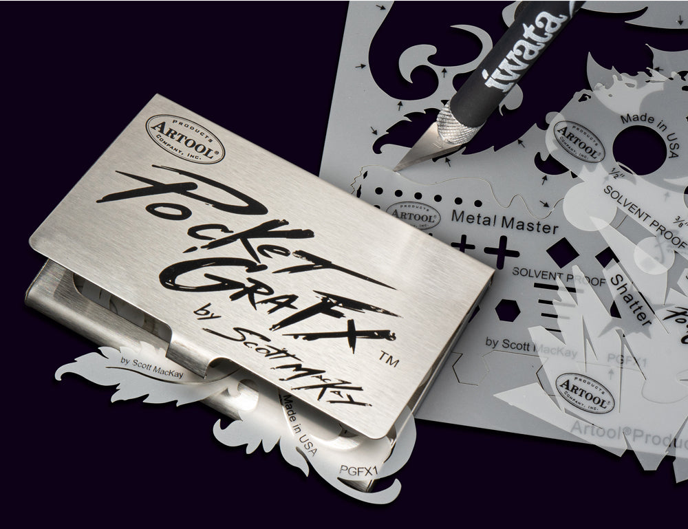 IWATA Artool PocketGraFX Freehand Airbrush Template Set by Scott MacKay | 758240151210