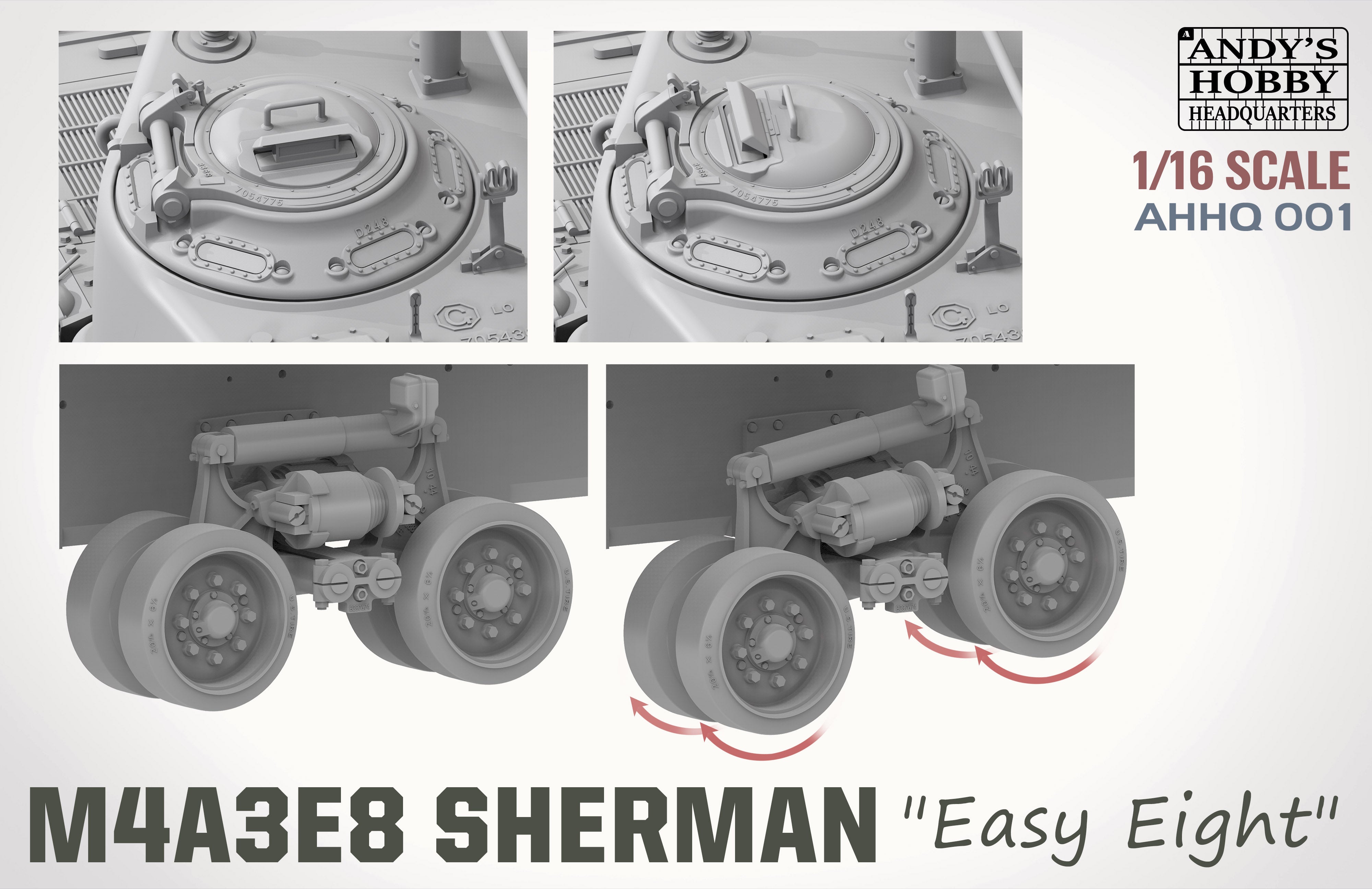 Andy's HHQ X Takom 1/16 M4A3E8 Sherman "Easy Eight" with Figure | 727785302654