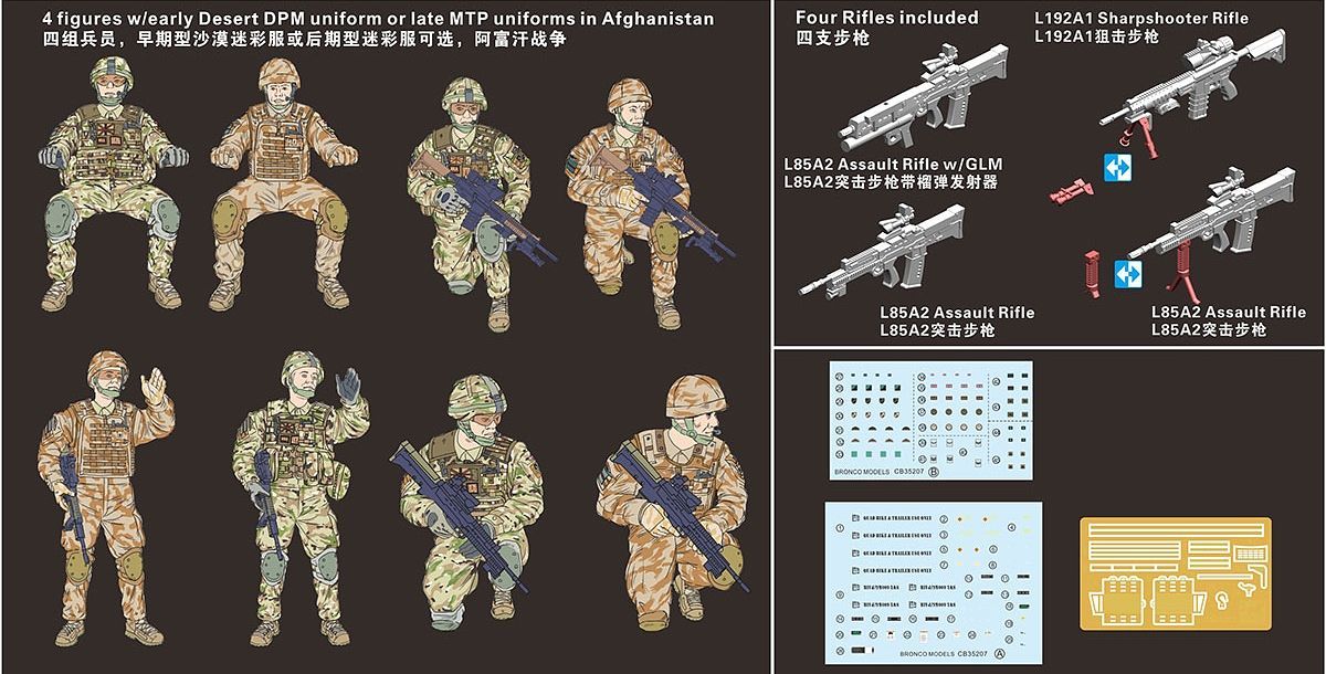 Bronco Models 1/35 British Army ATV Quad Bike and Trailer Military Vehicle w/ Soldier Figure | 6970162330601